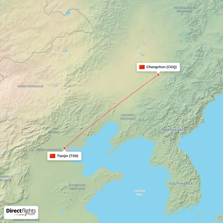 TSN - CGQ route map