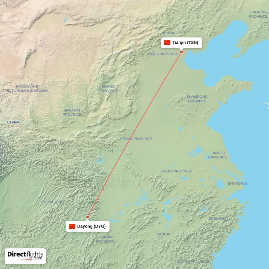 TSN - DYG route map