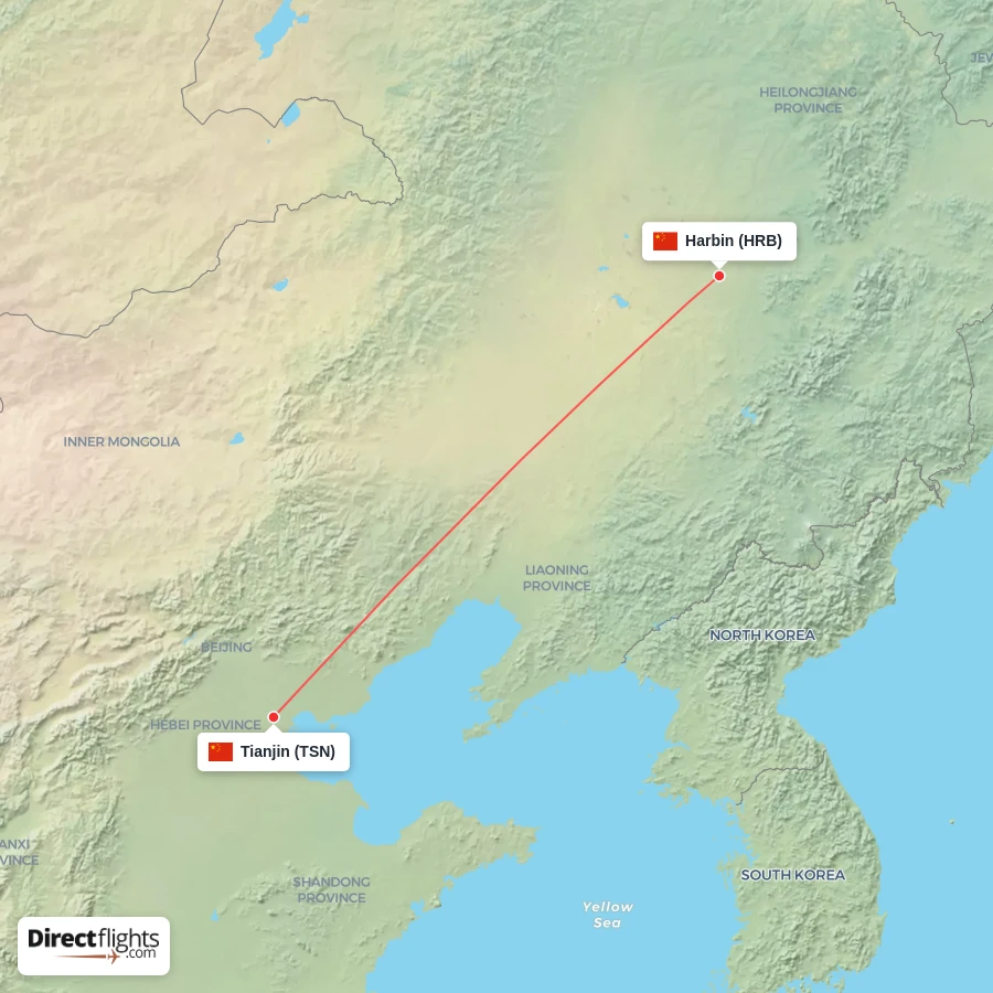 TSN - HRB route map