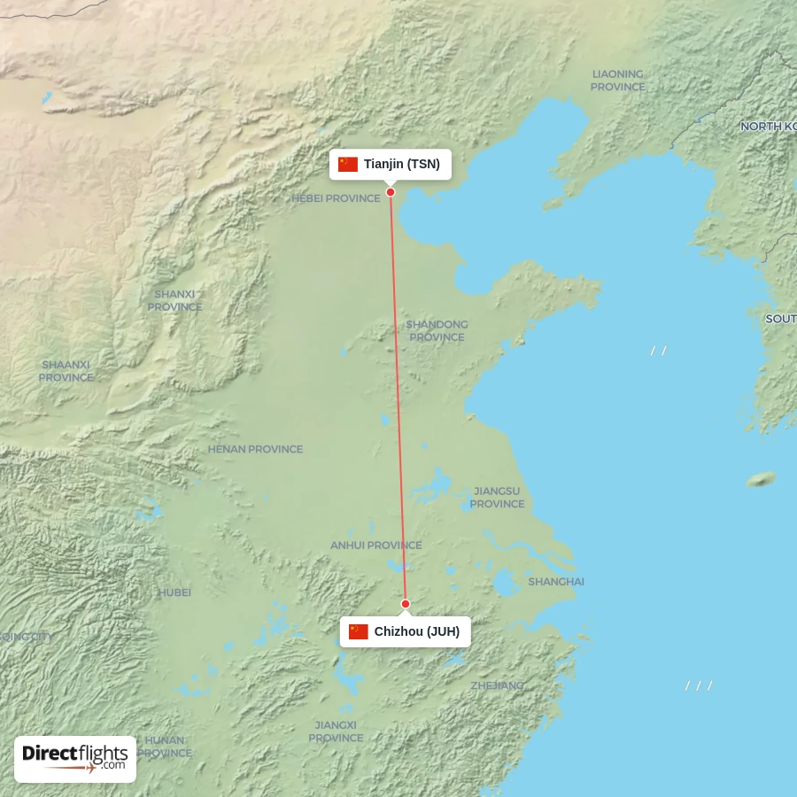 TSN - JUH route map