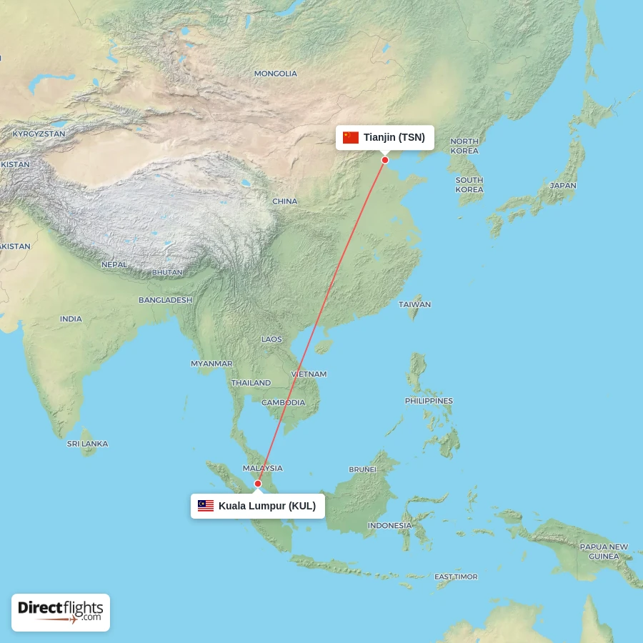 TSN - KUL route map