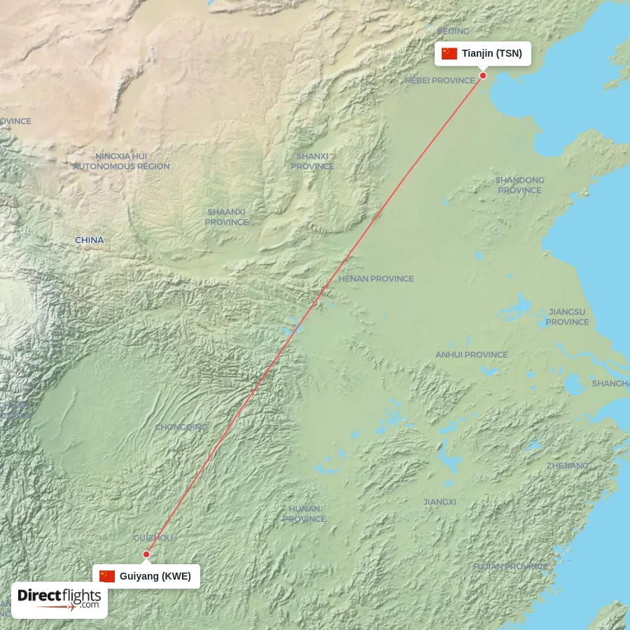 TSN - KWE route map