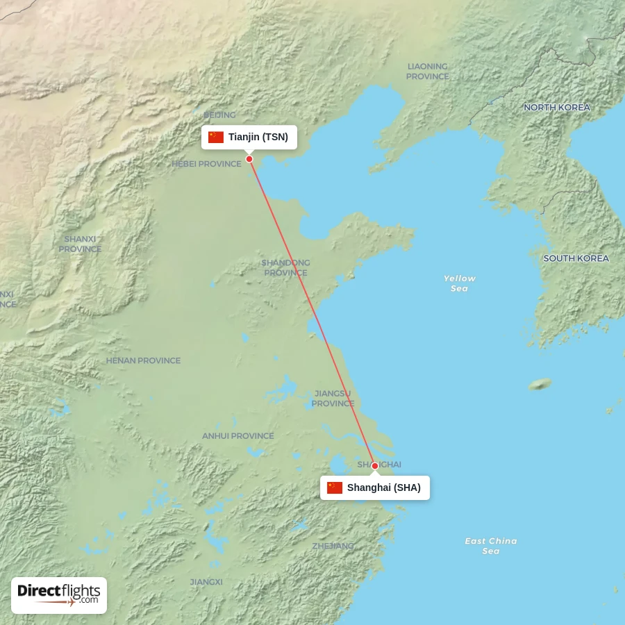TSN - SHA route map
