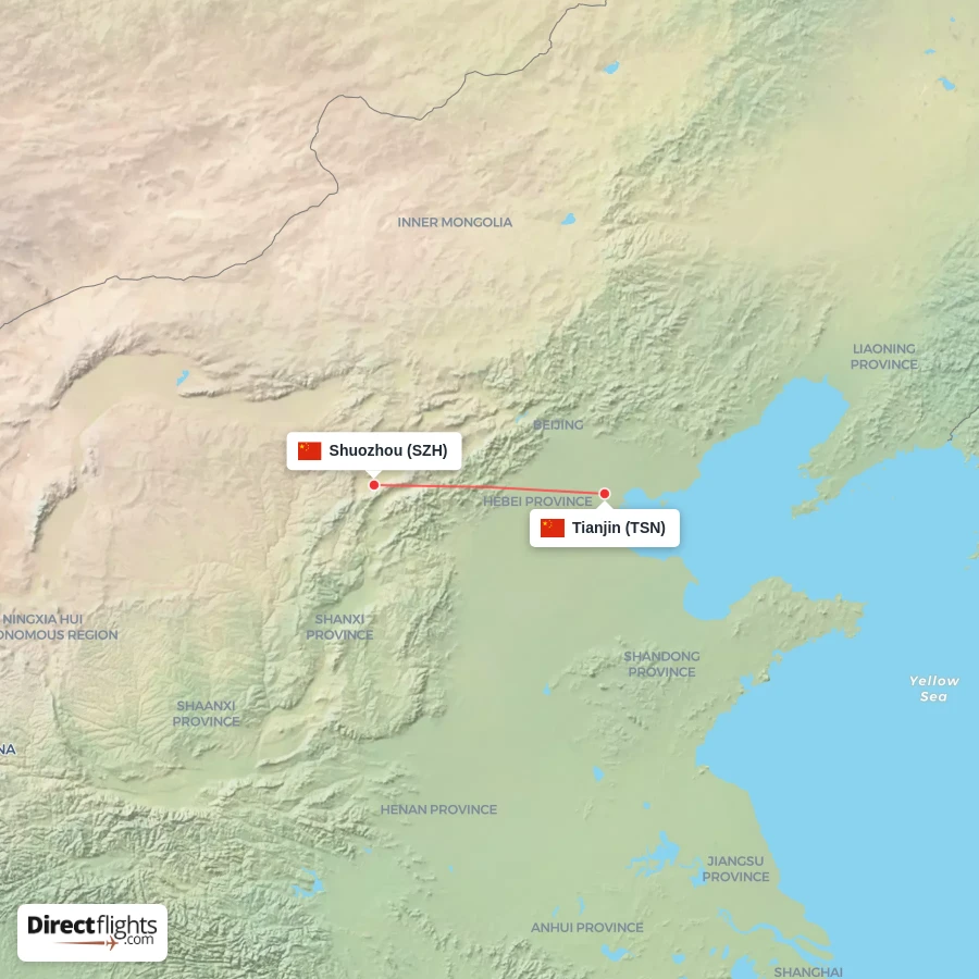 TSN - SZH route map