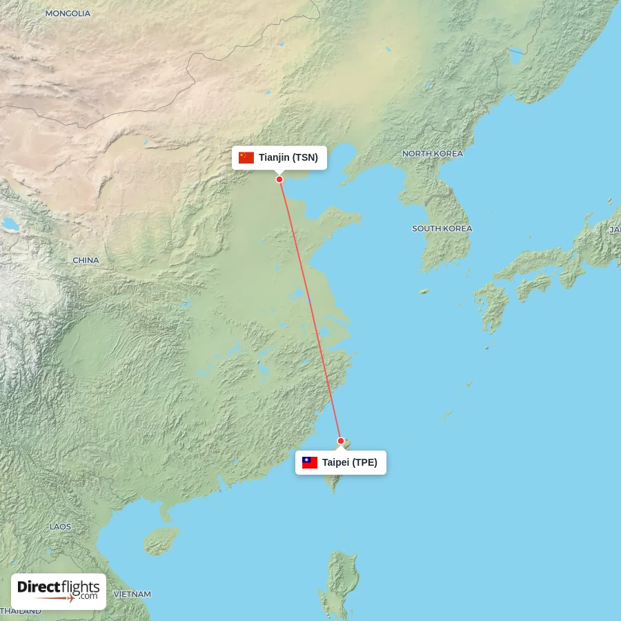 TSN - TPE route map