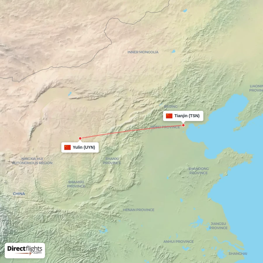 TSN - UYN route map