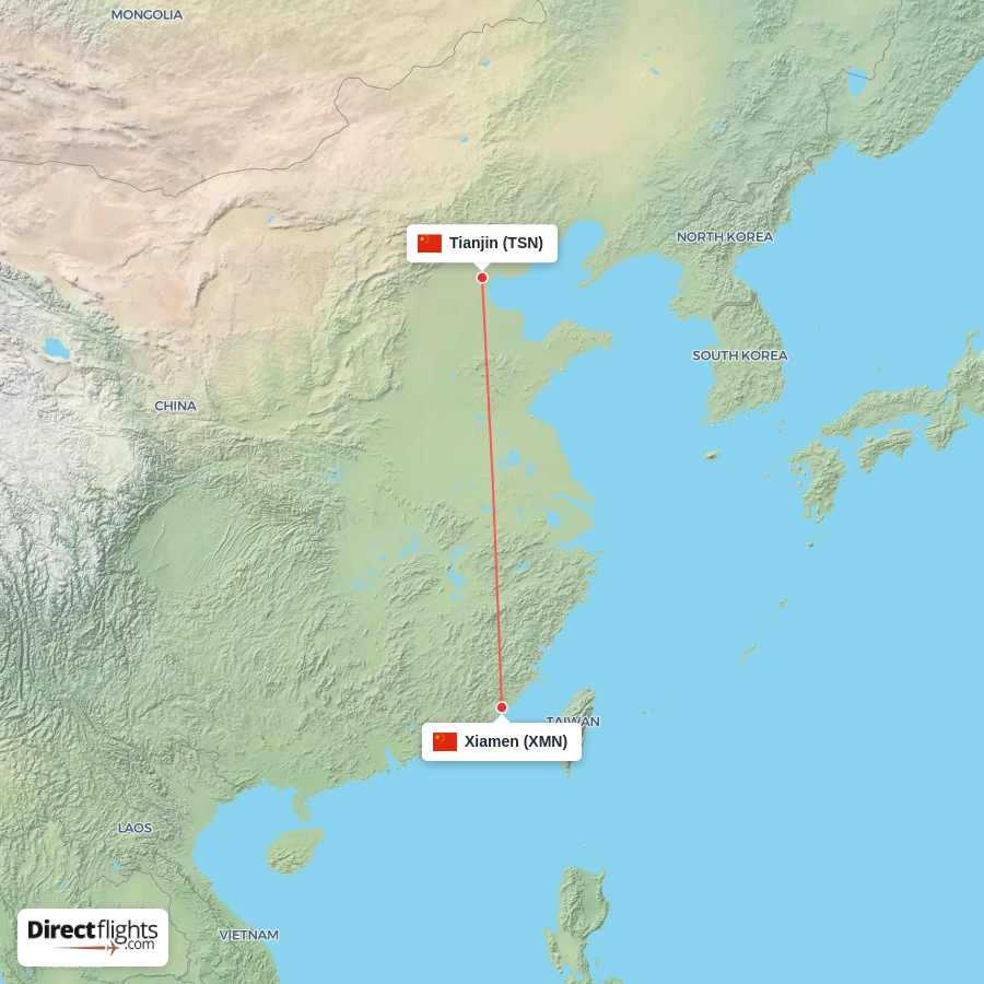TSN - XMN route map