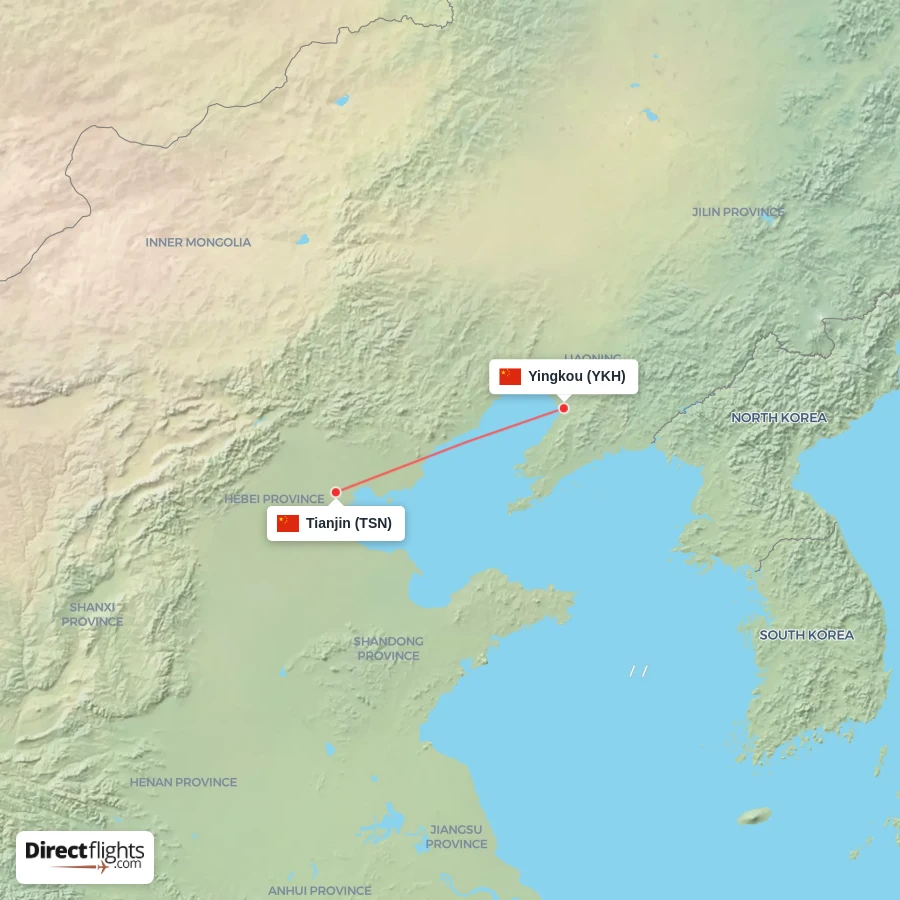 TSN - YKH route map