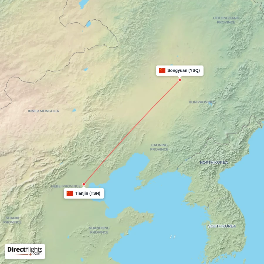 TSN - YSQ route map