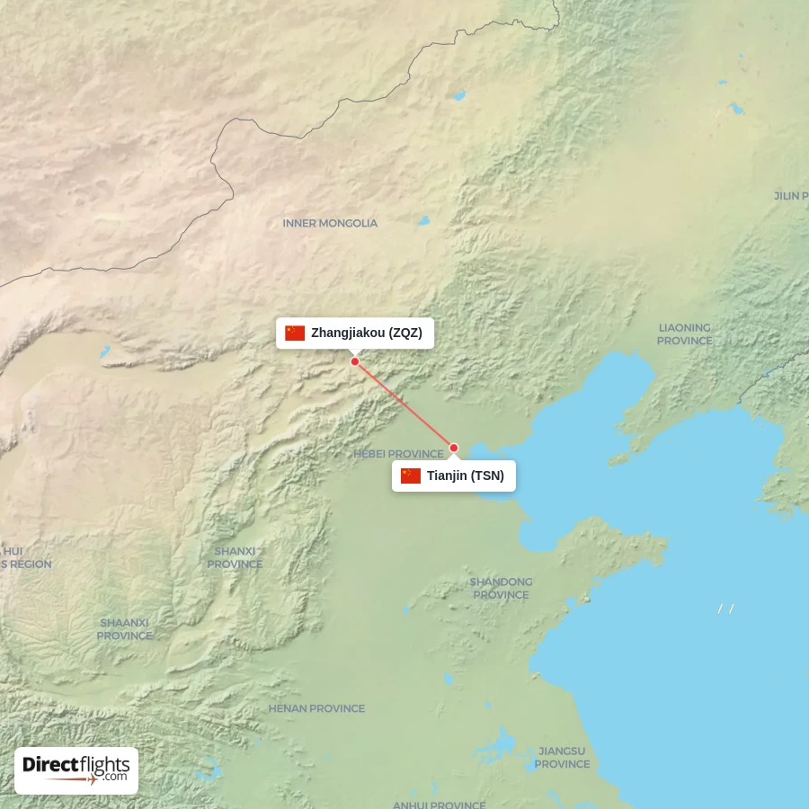 TSN - ZQZ route map