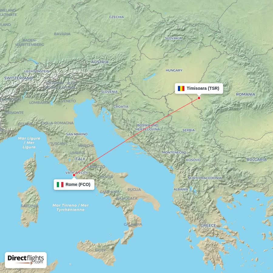 TSR - FCO route map