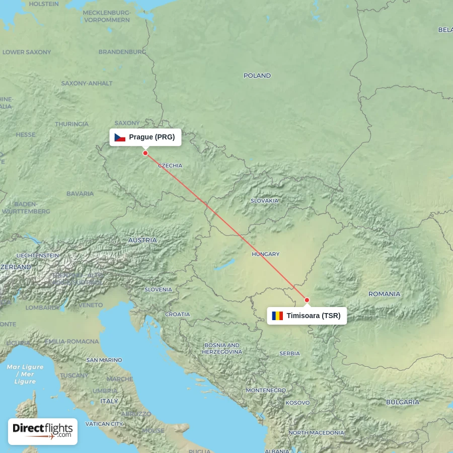 TSR - PRG route map