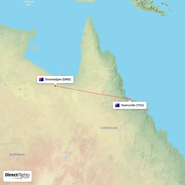 Townsville - Doomadgee direct flight map