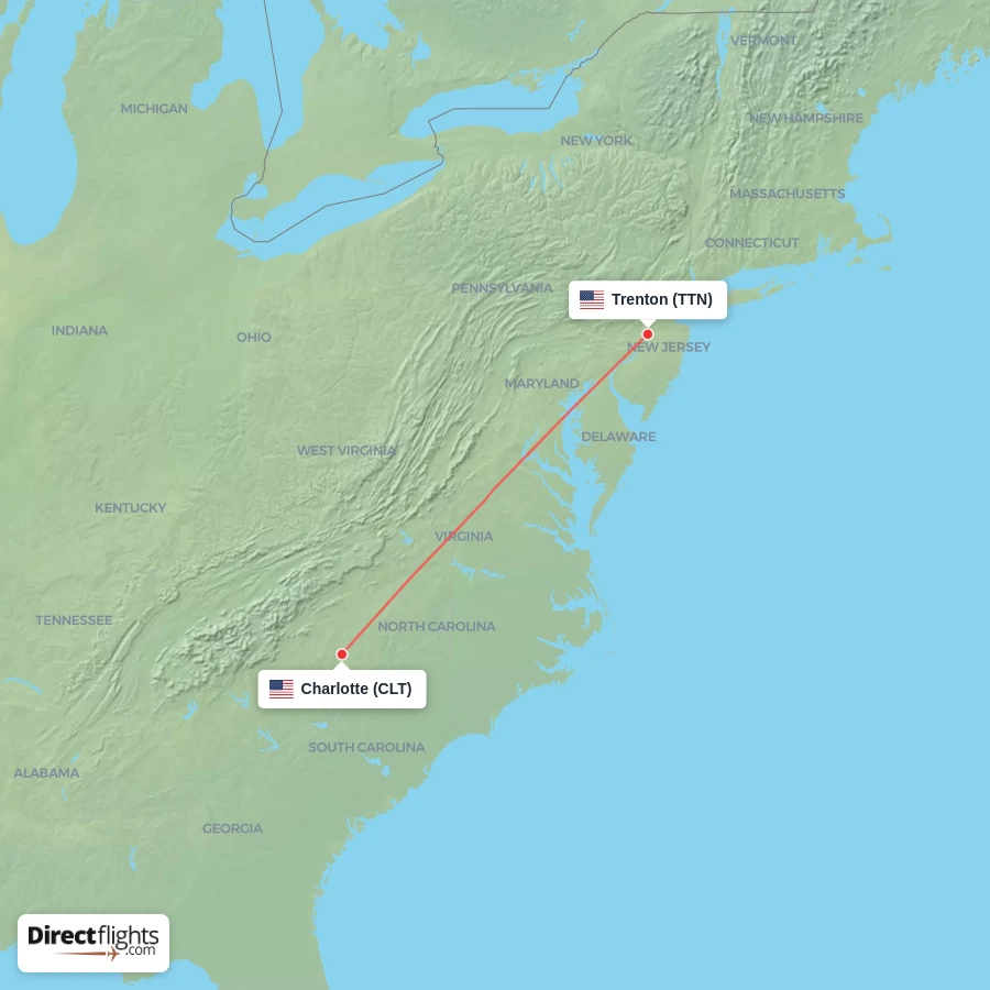 TTN - CLT route map