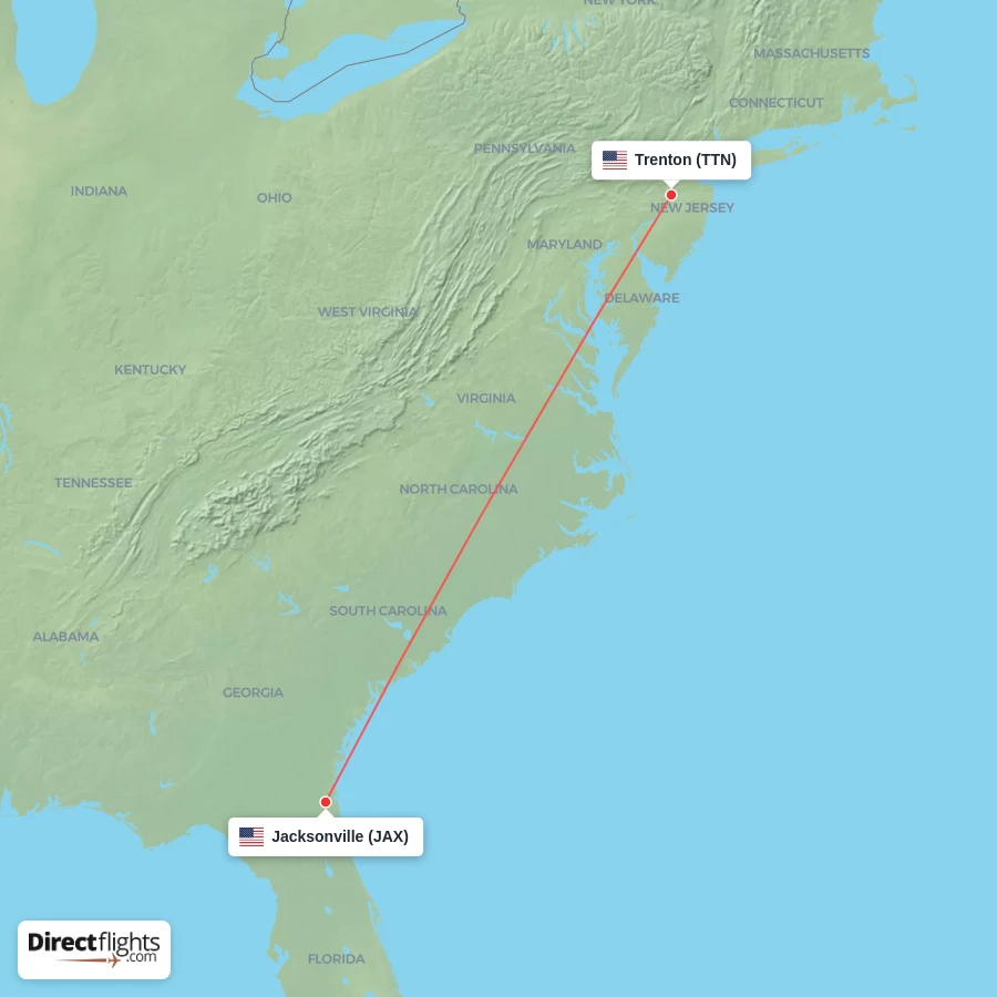TTN - JAX route map