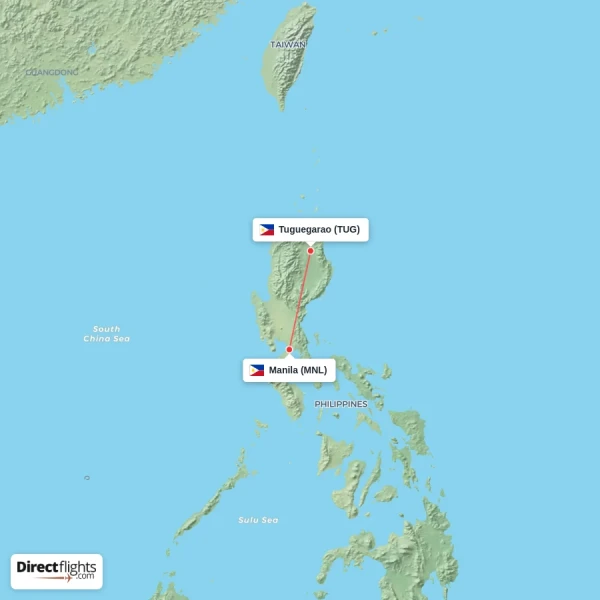 Tuguegarao - Manila direct flight map