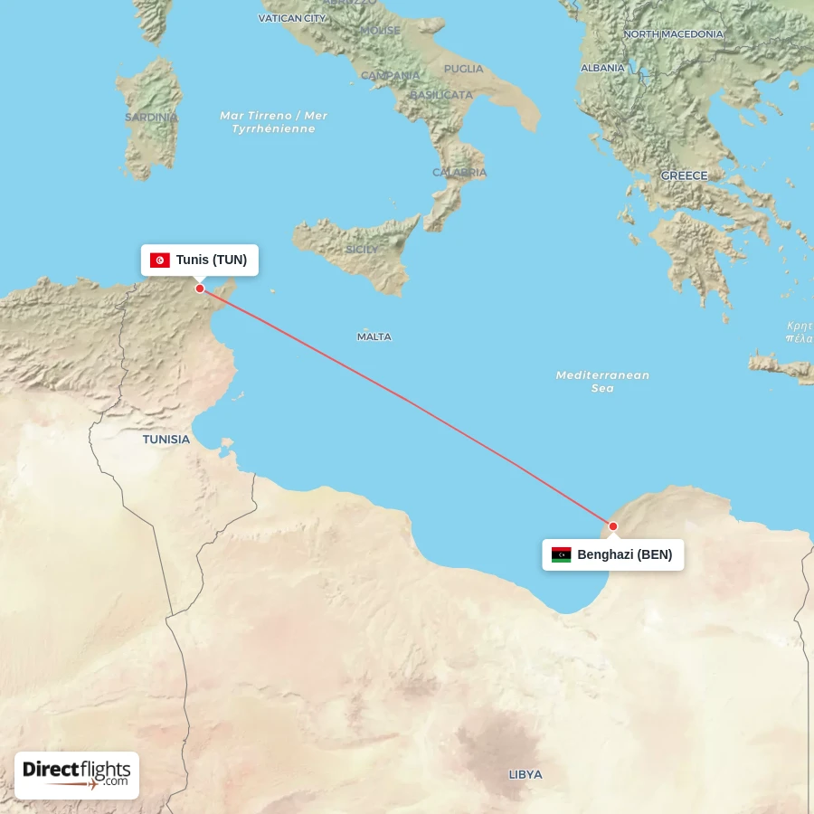 TUN - BEN route map