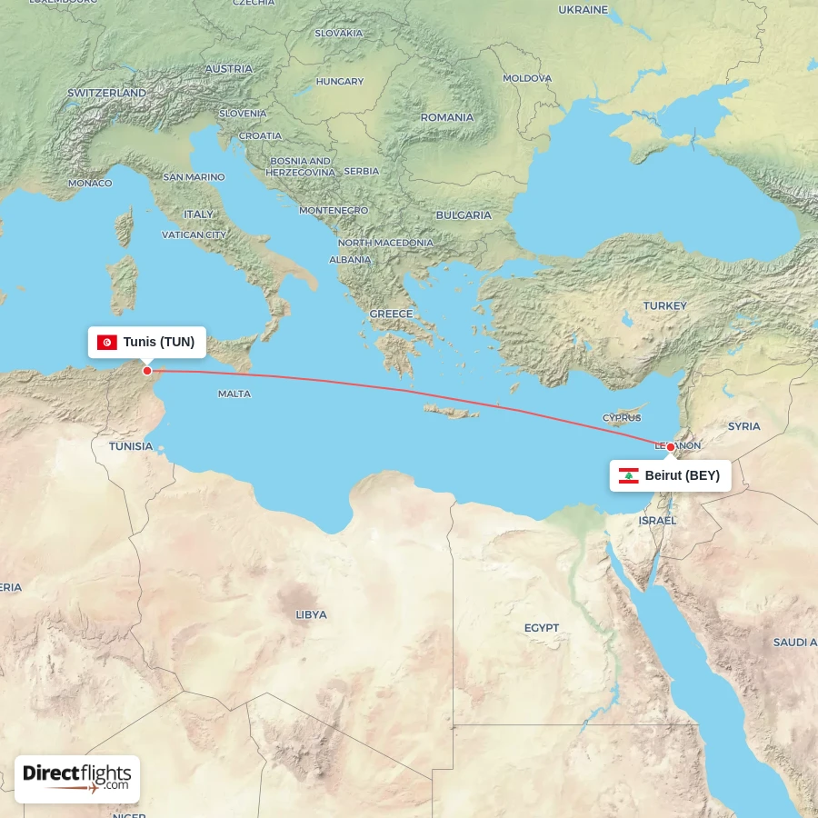 TUN - BEY route map
