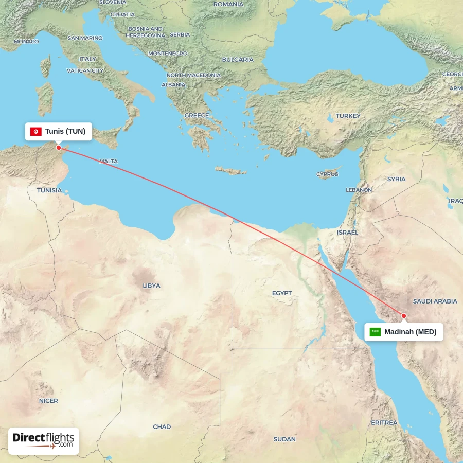 TUN - MED route map