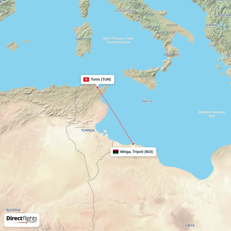 TUN - MJI route map