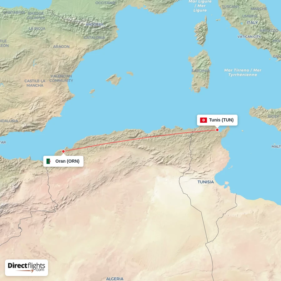 TUN - ORN route map