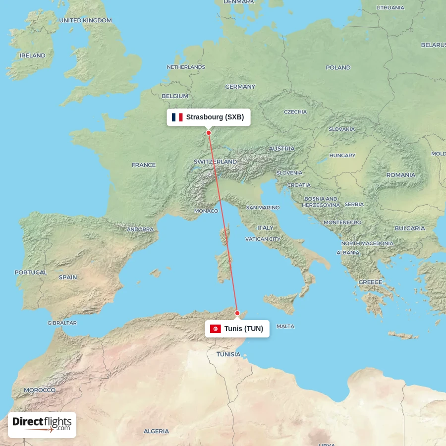 TUN - SXB route map
