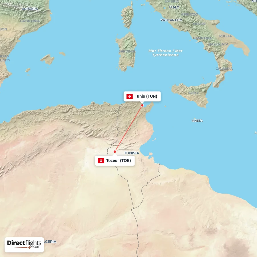 TUN - TOE route map