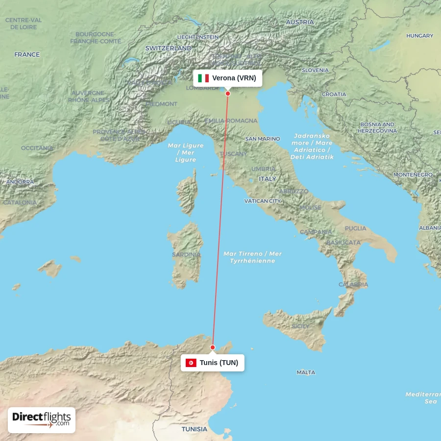 TUN - VRN route map