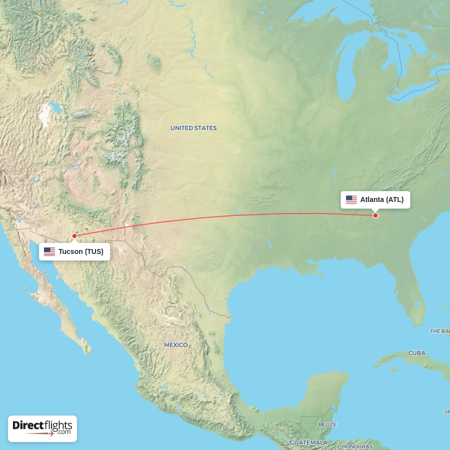 TUS - ATL route map