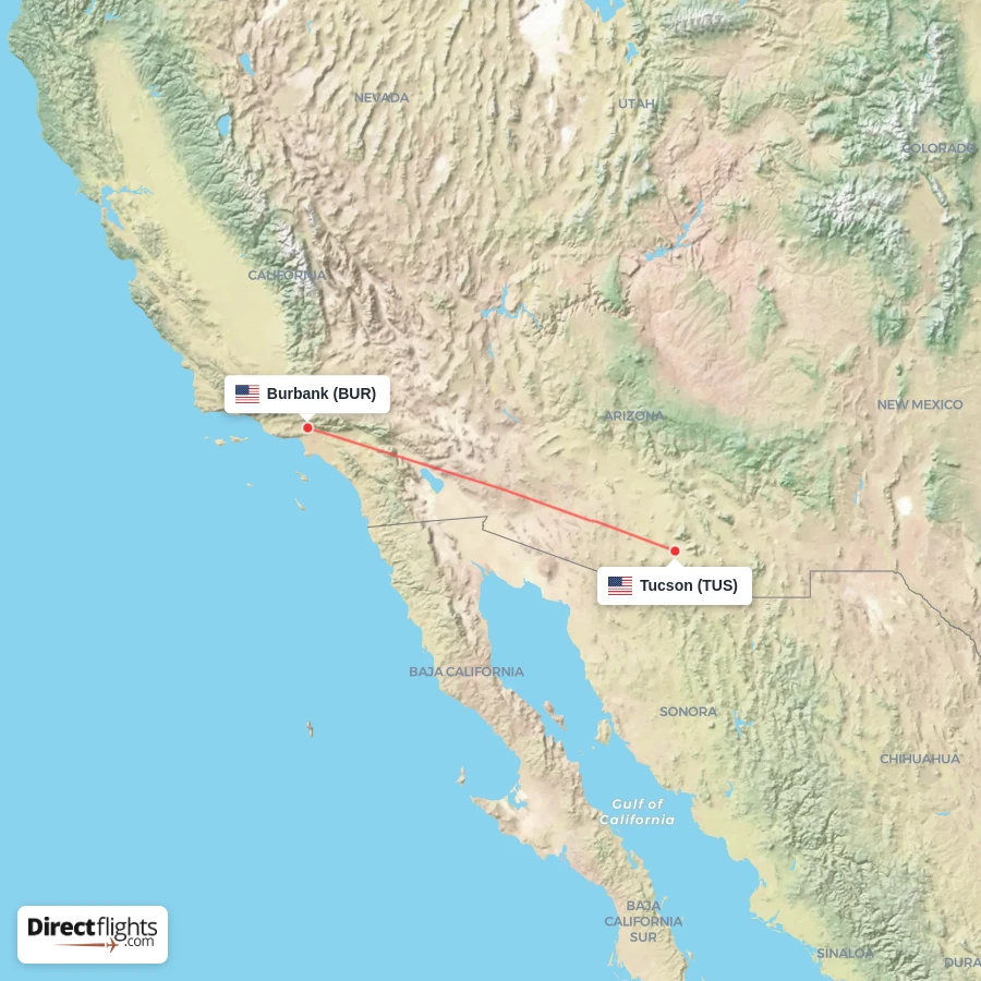 TUS - BUR route map