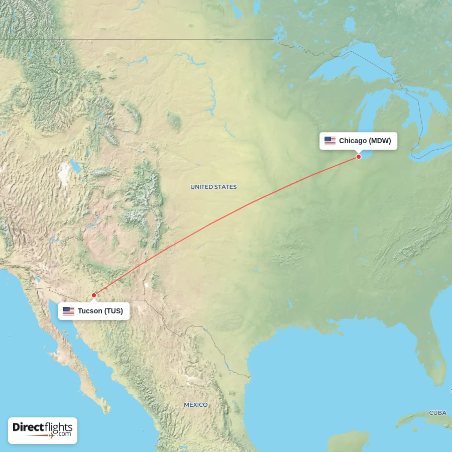 TUS - MDW route map