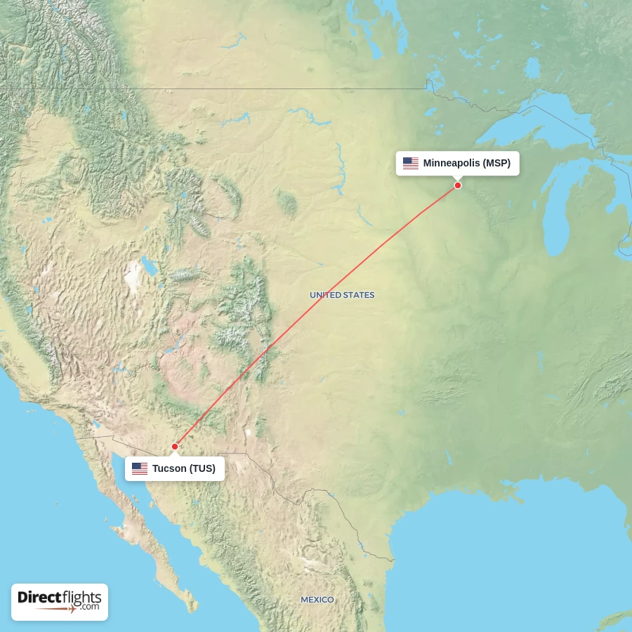 TUS - MSP route map
