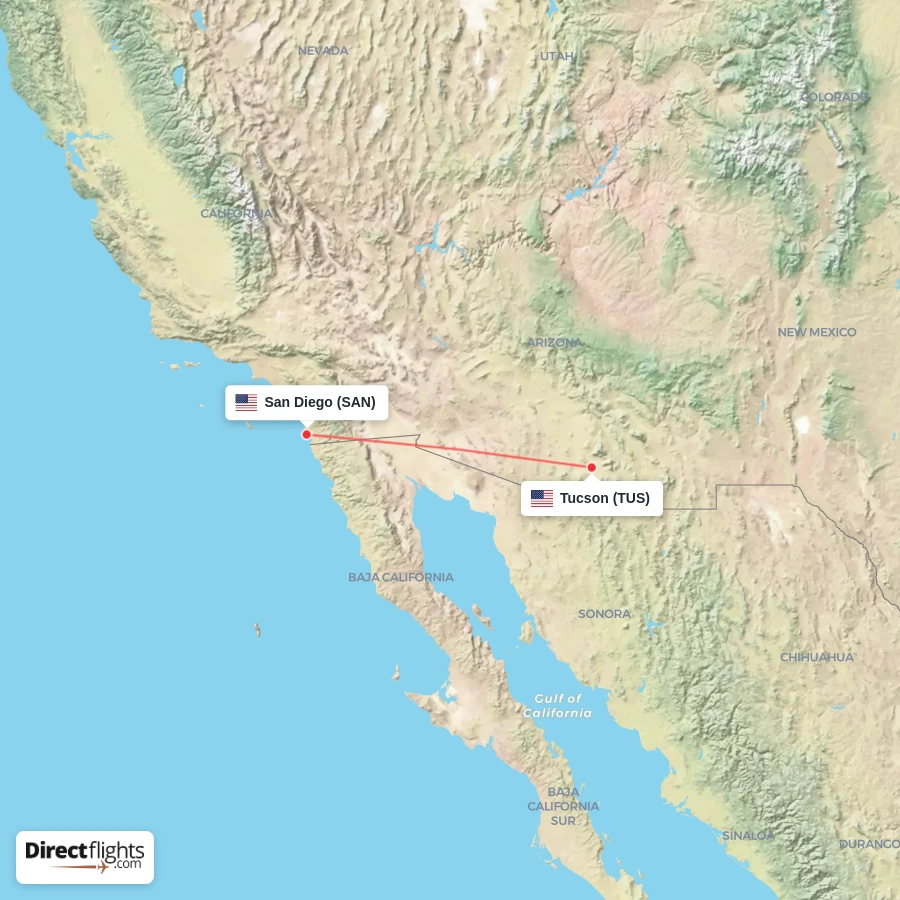 TUS - SAN route map