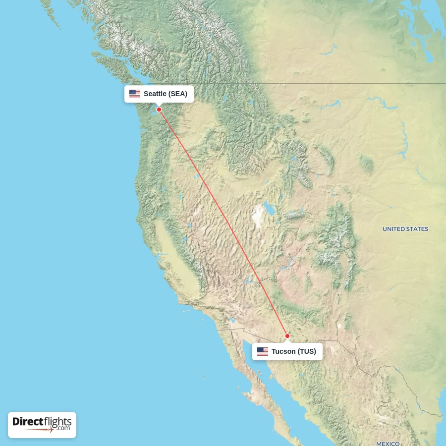 TUS - SEA route map