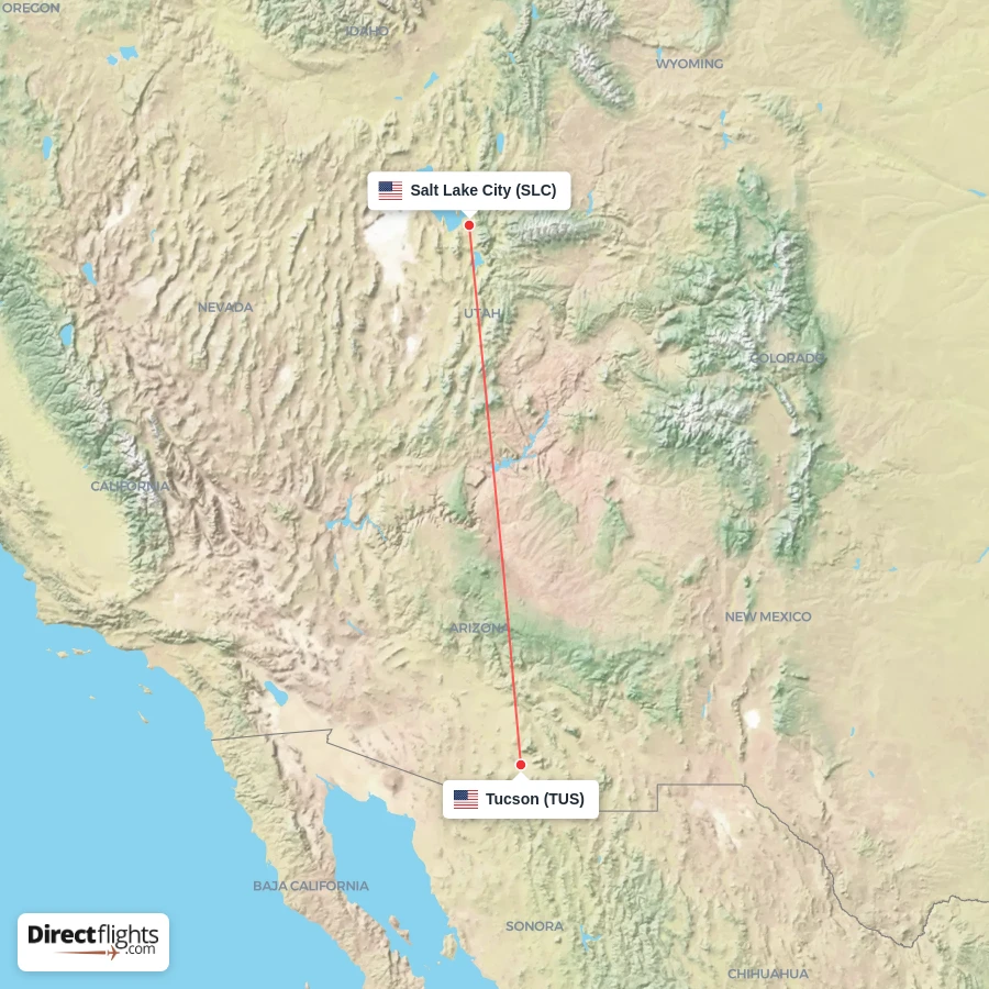 TUS - SLC route map