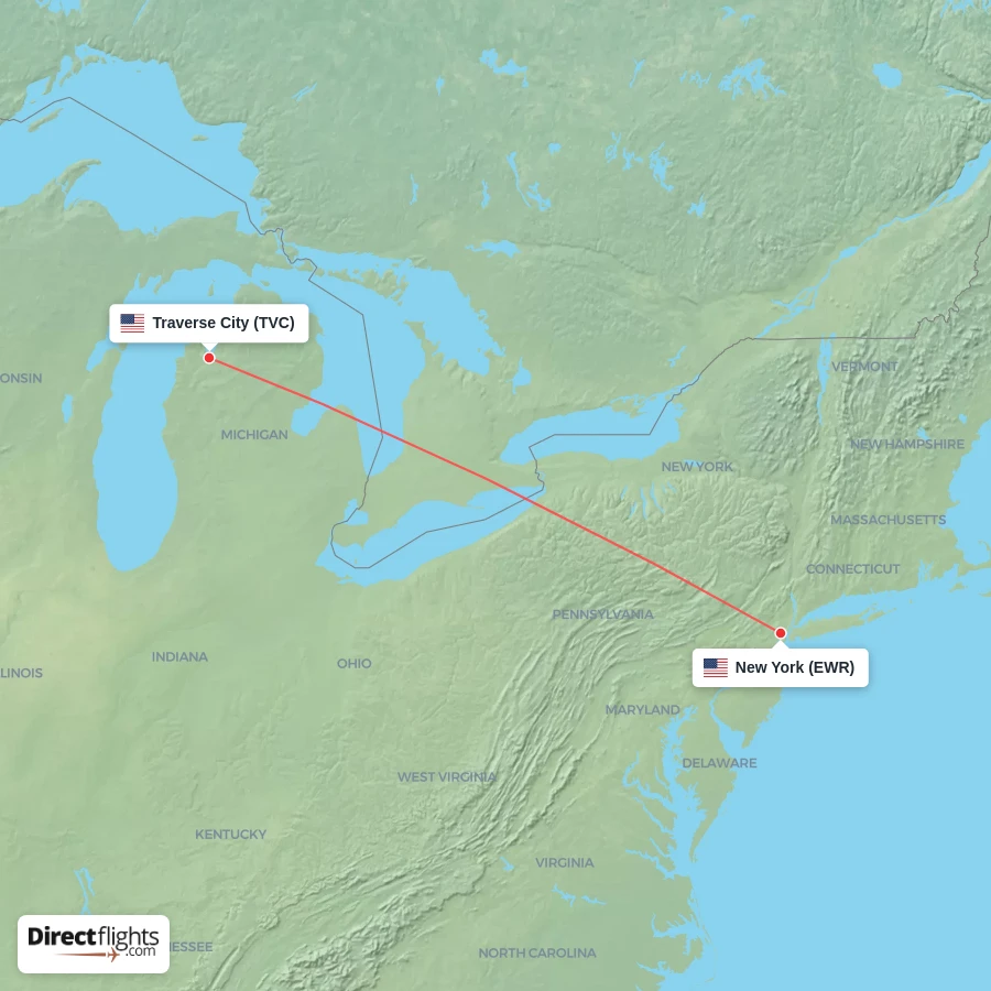 TVC - EWR route map