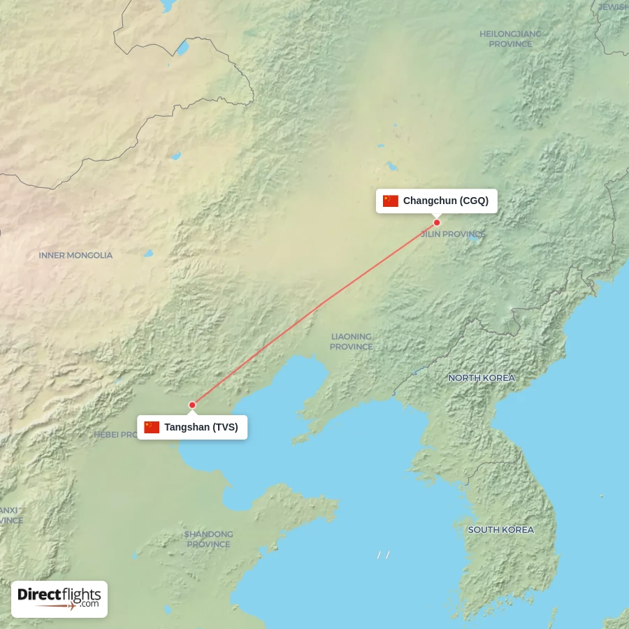 TVS - CGQ route map