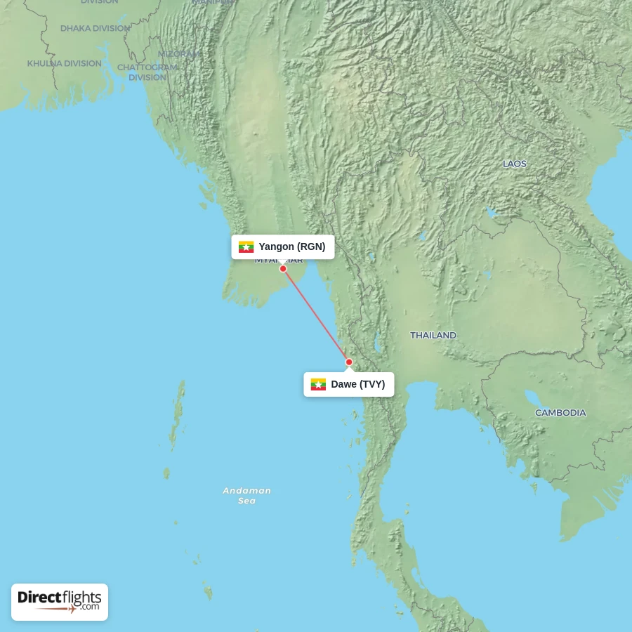 TVY - RGN route map