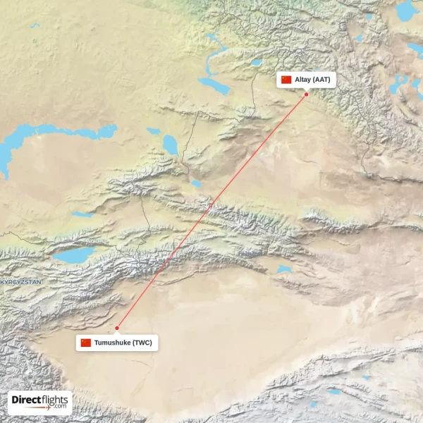 Tumushuke - Altay direct flight map