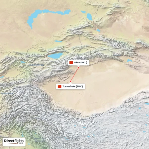 Tumushuke - Aksu direct flight map