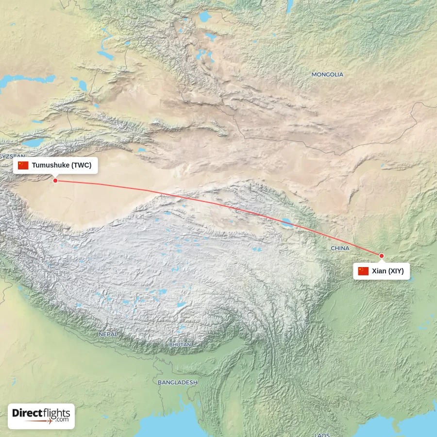 TWC - XIY route map