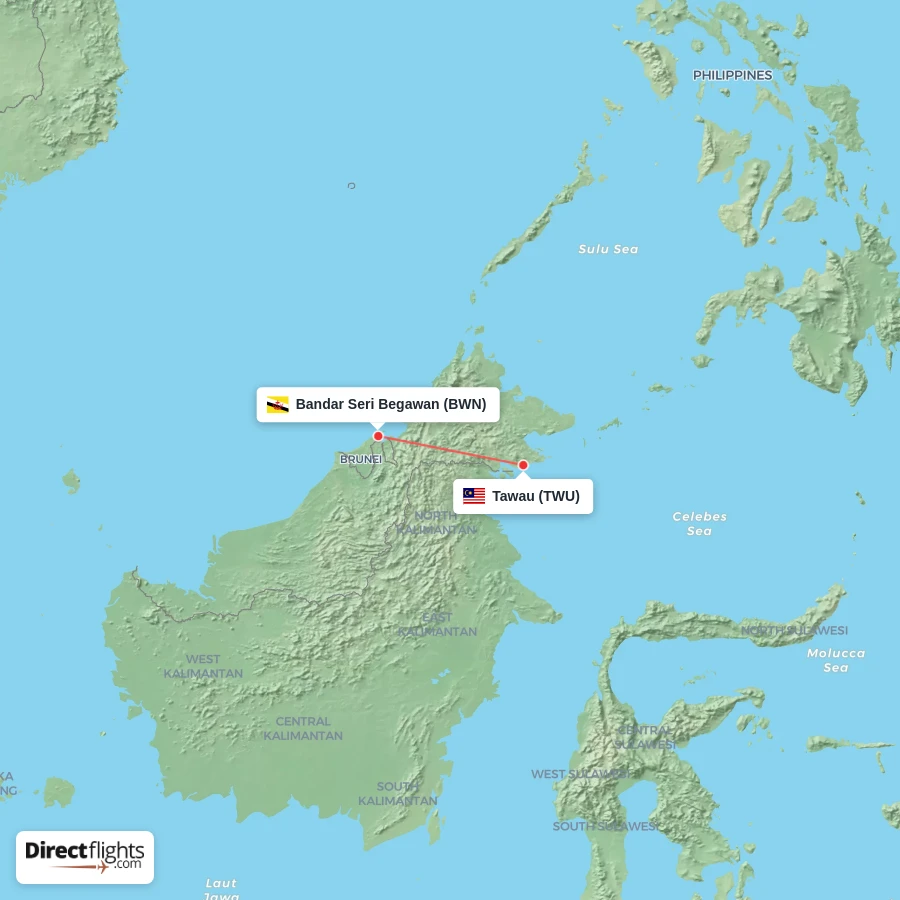 TWU - BWN route map