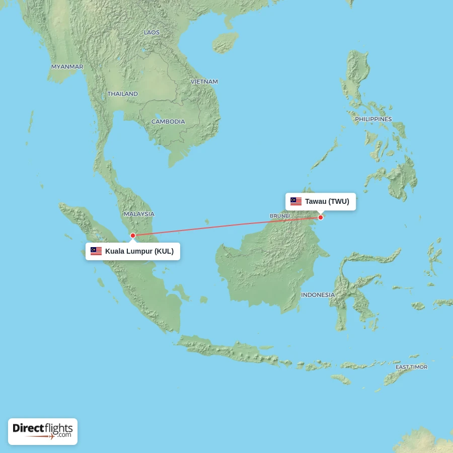TWU - KUL route map