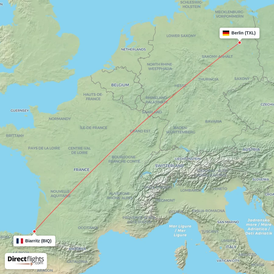 TXL - BIQ route map
