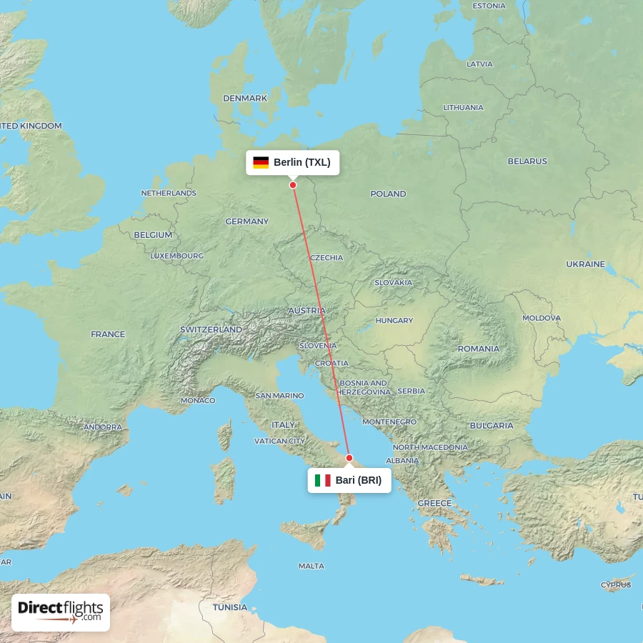 TXL - BRI route map