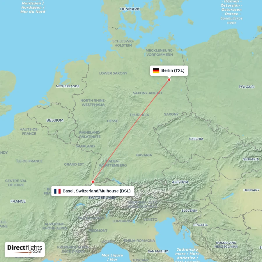TXL - BSL route map