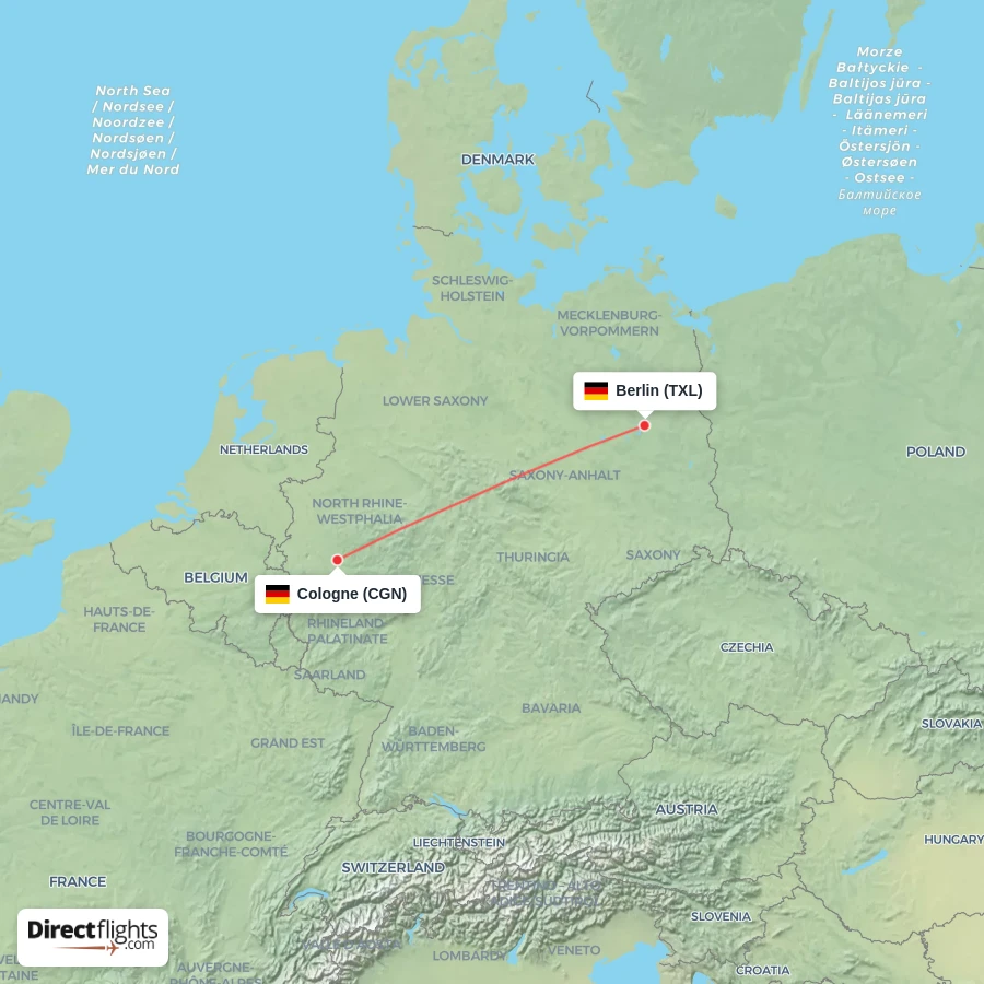 TXL - CGN route map