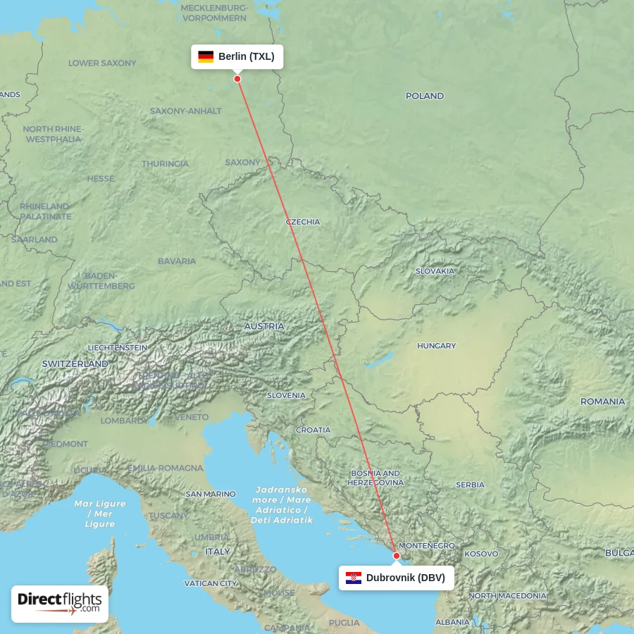 TXL - DBV route map