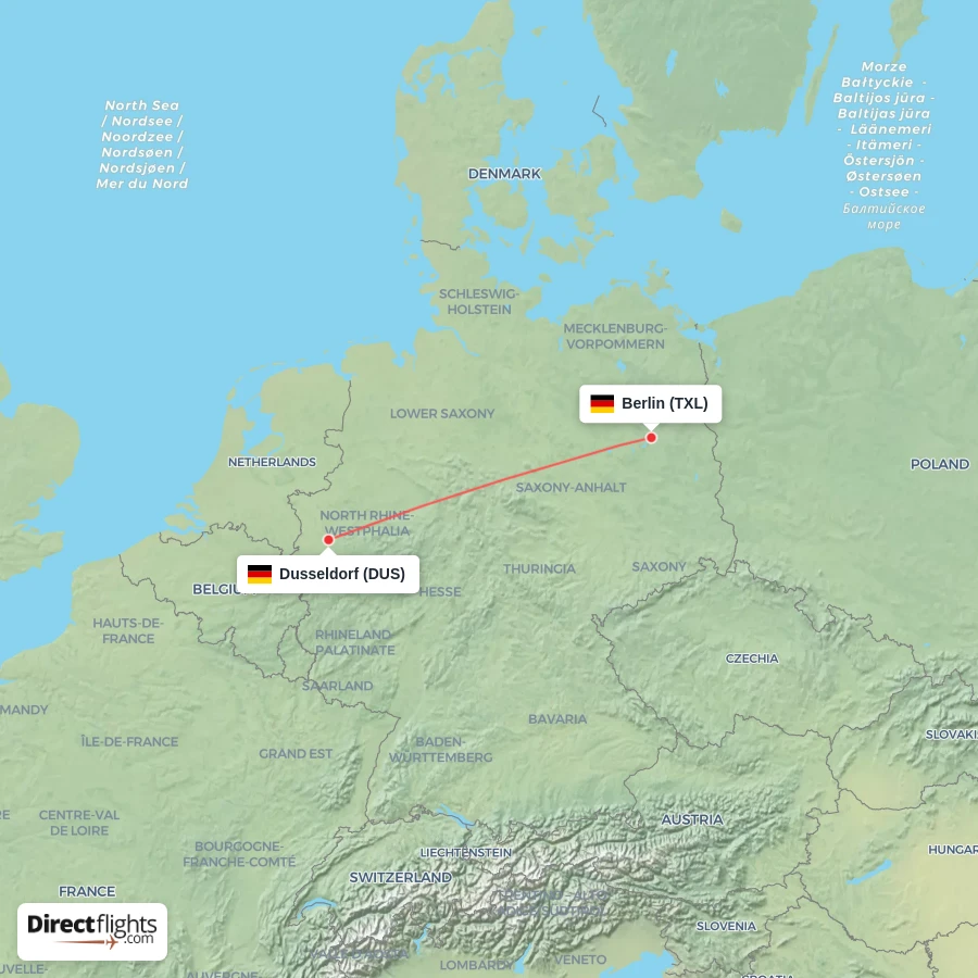 TXL - DUS route map