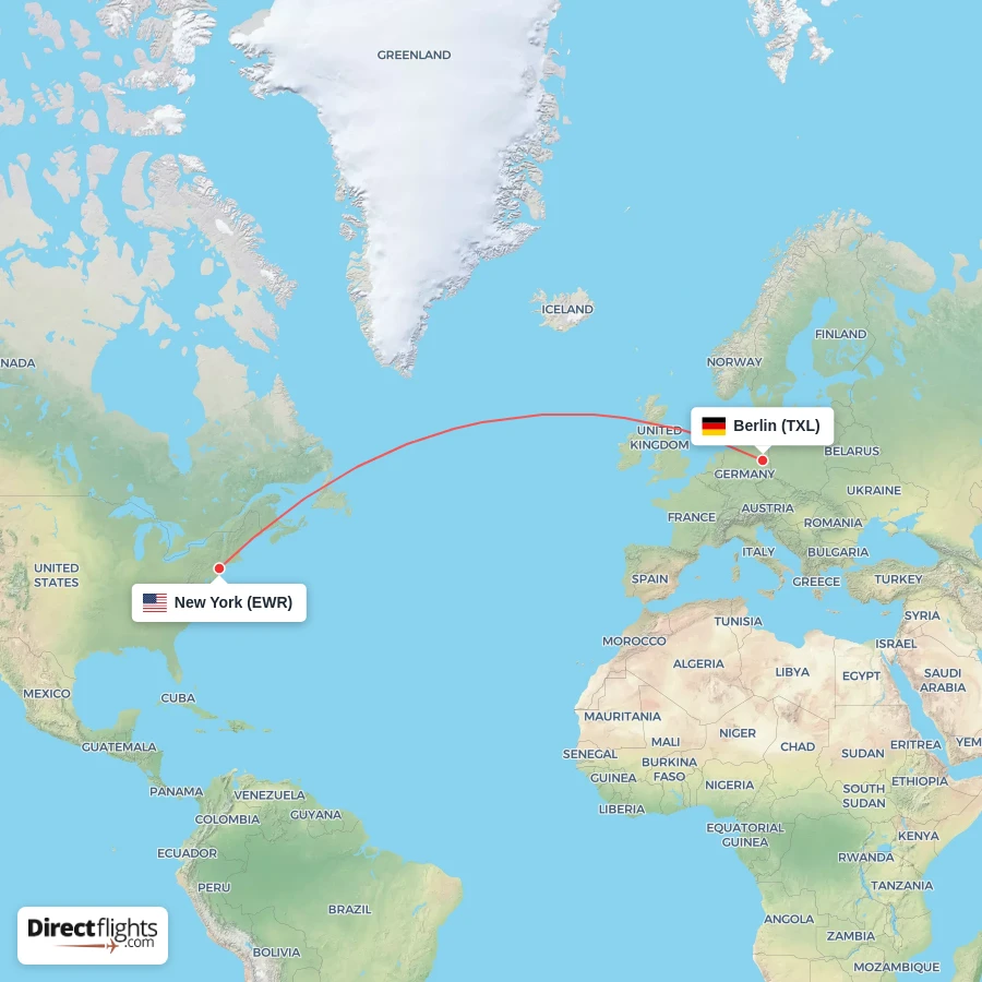 TXL - EWR route map